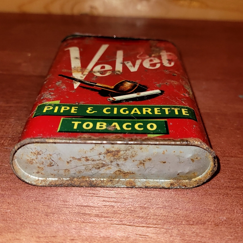 Vintage Velvet Tobacco Tin "Made from the best sun ripened Kentucky Burley..." - Picture 5 of 11
